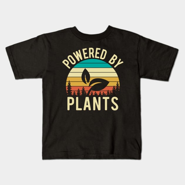 Powered By Plants Kids T-Shirt by Design Anbay